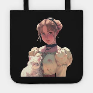 Beautiful Princess With her Cat Sticker Tote