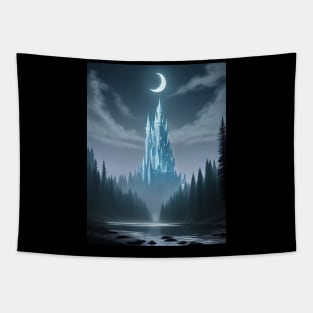 Wizards tower at night Tapestry