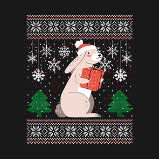 Funny Christmas Rabbit Women Men Ugly Xmas Sweater T-Shirt