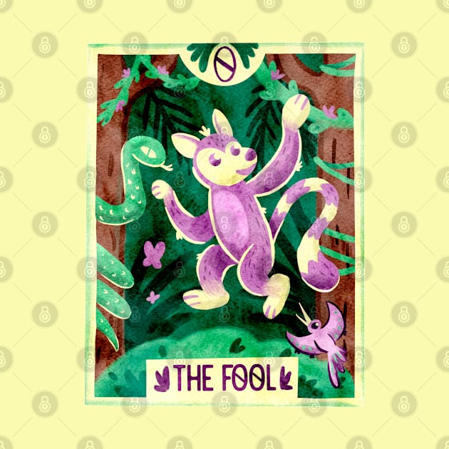 The Fool Lemur Monkey Tarot Card by narwhalwall