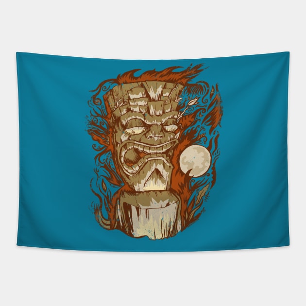 Tiki & Moon No. 16 Tapestry by zerostreet