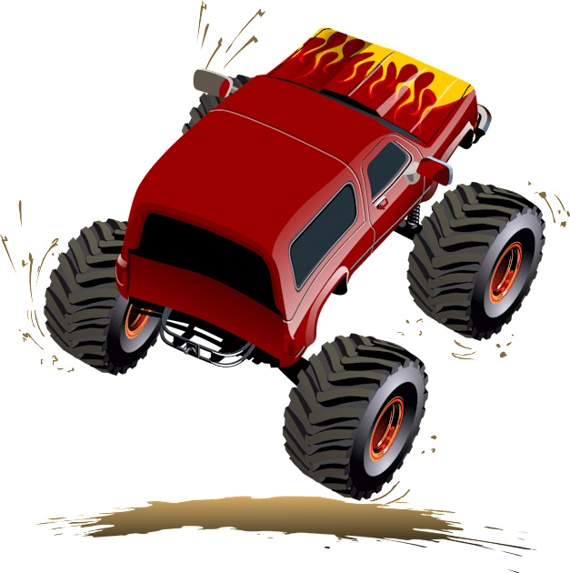 Cartoon Monster Truck Kids T-Shirt by Mechanik