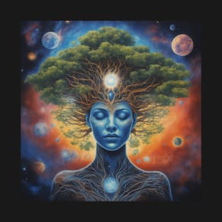 Cosmic woman with tree on head T-Shirt