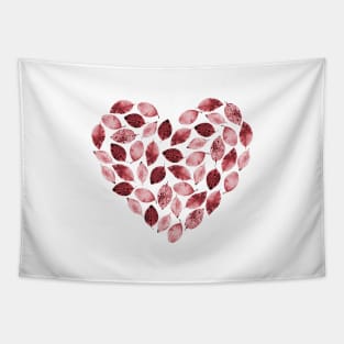 Pink leaf heart Tapestry