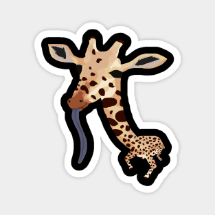 Silly looking giraffe with its tongue out Magnet