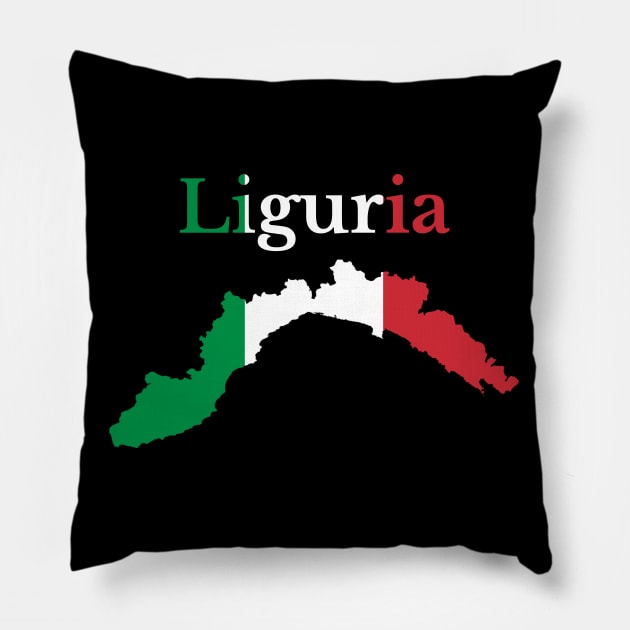 Liguria Map, Italy, Italian Region. Pillow by maro_00