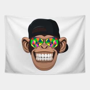 funny monkey with sunglasses Tapestry