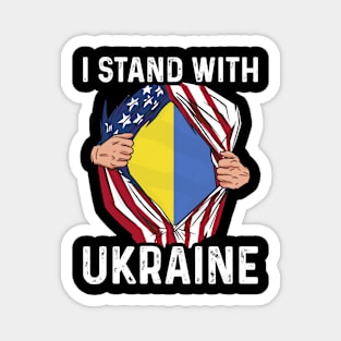 I Stand With Ukraine Two Hands Ripping Usa and Ukraine Magnet