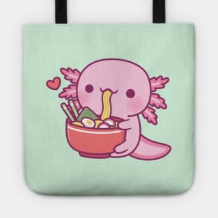 Cute Axolotl Eating Japanese Ramen Noodles Tote