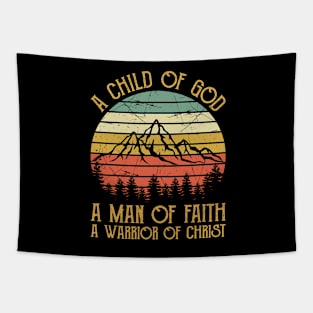 Vintage Christian A Child Of God A Man Of Faith A Warrior Of Christ Tapestry