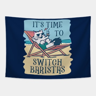 I Switched Baristas Funny Meme Holiday Cat Tapestry