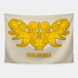 Ancient colombian extrange zoomorfic golden figure Tapestry