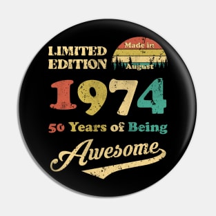 Made In December 1974 50 Years Of Being Awesome Vintage 50th Birthday Pin