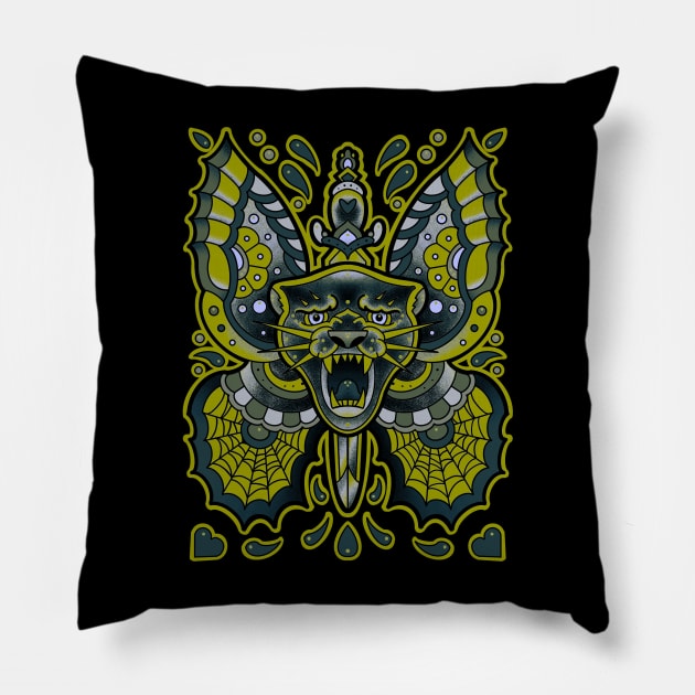 Pantherhead dagger butterfly Pillow by weilertsen