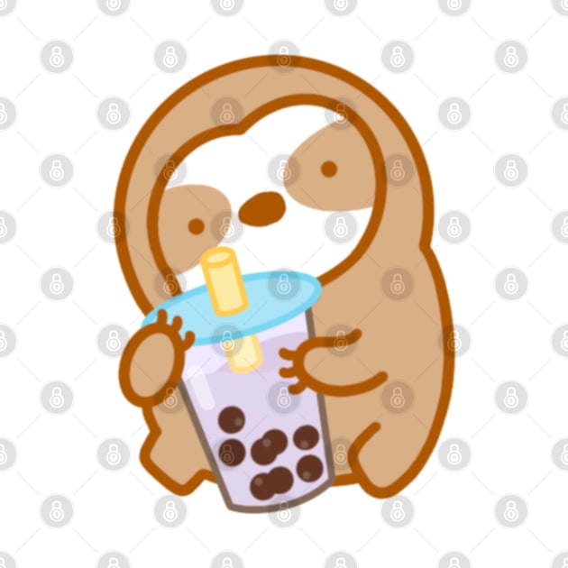 Cute Taro Boba Milk Tea Sloth by theslothinme