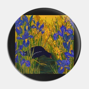 Iris and Moorhen Pin