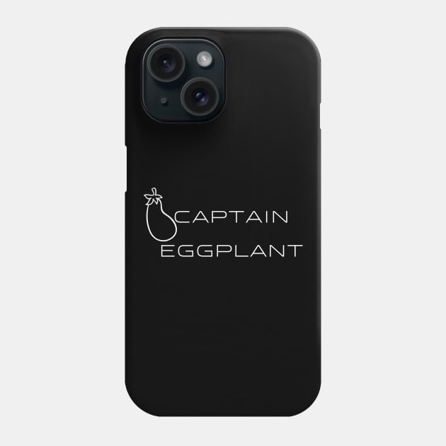 Captain Eggplant Typography White Design Phone Case by Stylomart