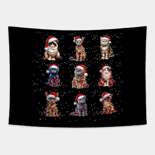 Cats Christmas Lights Decoration Funny Kitten Xmas  Tapestry