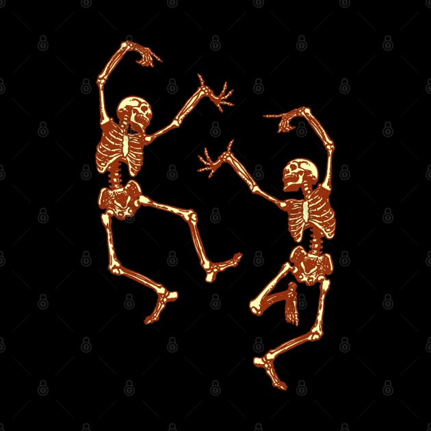 Dancing Skeletons - Playful Halloween Illustration by Mr.PopArts