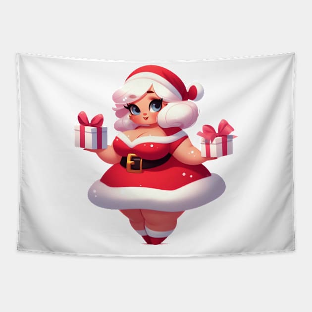 Curvy Mrs. Claus Illustration Tapestry by Dmytro