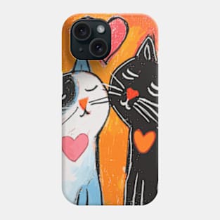 Cat Love 2024 Valentines Day Drawing Phone Case