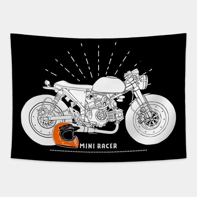 Mini Bike Caferacer Tapestry by small alley co