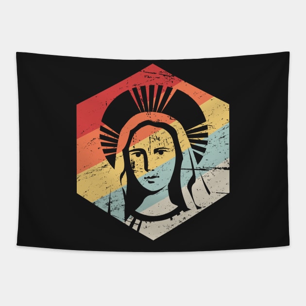 Retro Virgin Mary Icon | Catholic Design Tapestry by MeatMan