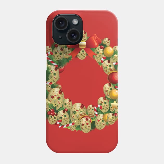 Jason Friday 13th Multiface Christmas Wreath Phone Case by Rebus28