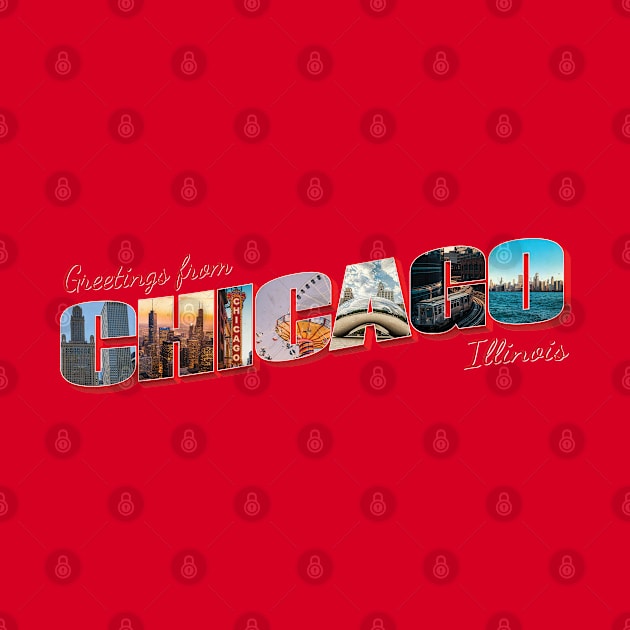 Greetings from Chicago in Illinois Vintage style retro souvenir by DesignerPropo