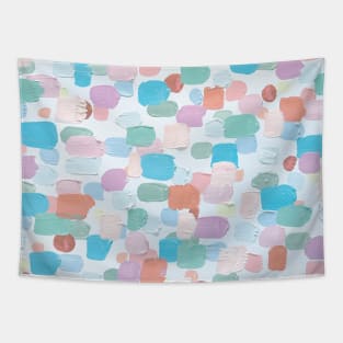 Light Blue, Mint Pink and Mauve - I Love To Paint Aesthetic Pastel Paint Brush Strokes Tapestry