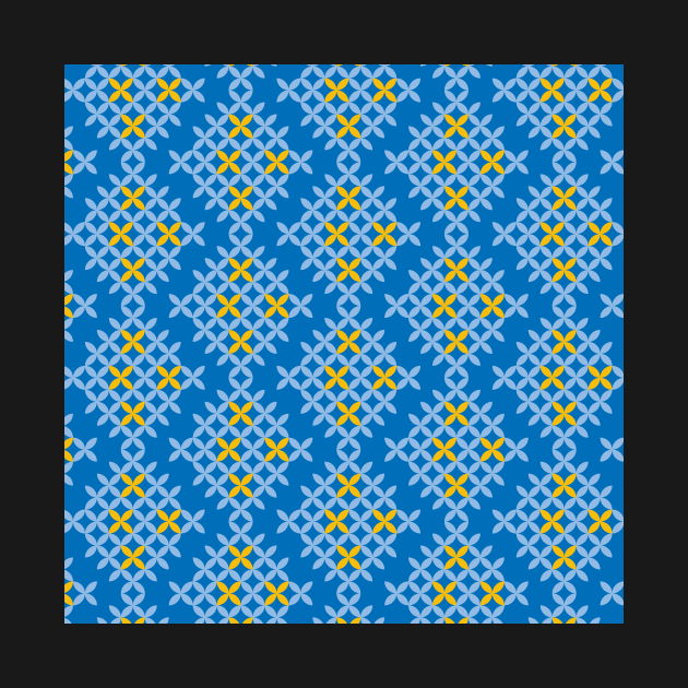 Blue and yellow  Eastern European folk art pattern by IngaDesign