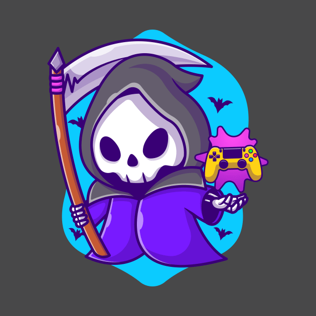 Cute Grim Reaper Gaming With Scythe Cartoon by Catalyst Labs