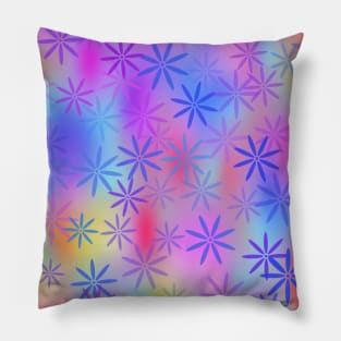 Multicolor Flowers on a Bright Colorful Background v5 light aqua underlay Pillow