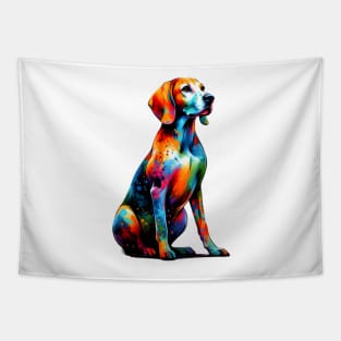 Vibrant American Leopard Hound in Splash Art Style Tapestry