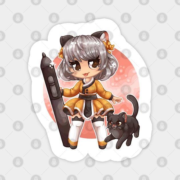 Cat girl Magnet by NatureDrawing