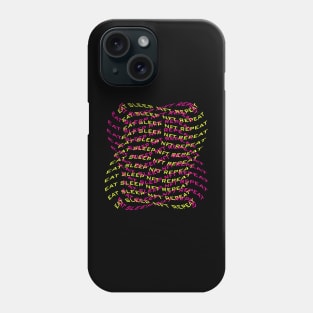 Eat sleep NFT repeat pink, yellow text Phone Case