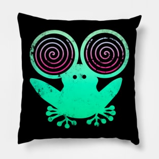 Hypnotic Abstract Frog - Green Pillow