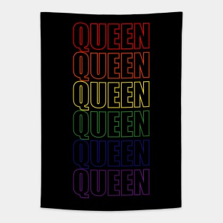 Simple Queen Rainbow Typography Text Tapestry