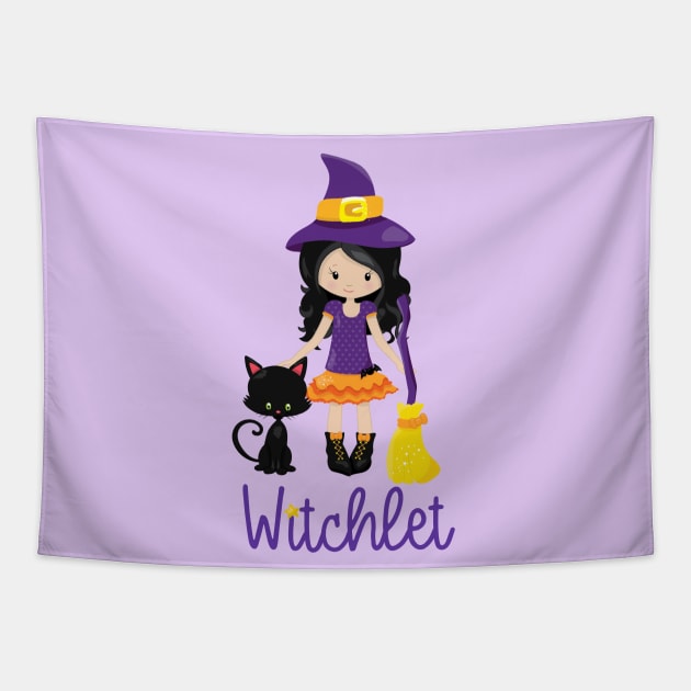 Kids Witch Design Halloween Gift Witchlet Wicca Pagan Magic Tapestry by InnerMagic