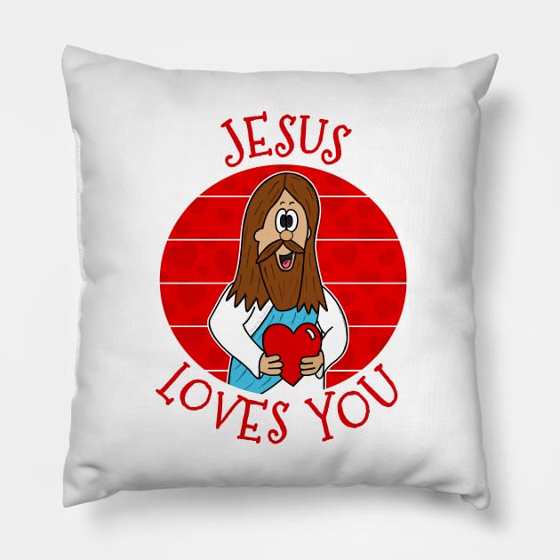 Jesus Loves You Christian Church Valentines Day Pillow by doodlerob