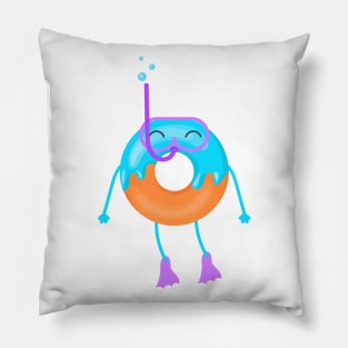 Donut floats in mask and fins Pillow