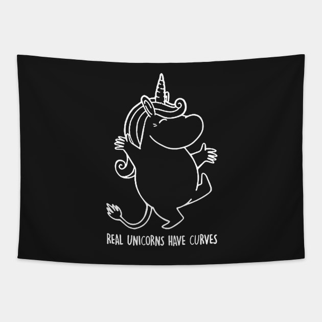 Real Unicorns Have Curves Tapestry by Brucento