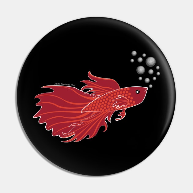 Red Beta Fish Making a Bubble Nest Pin by JadedOddity