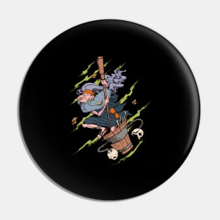 Drawing of Baba Yaga Pin