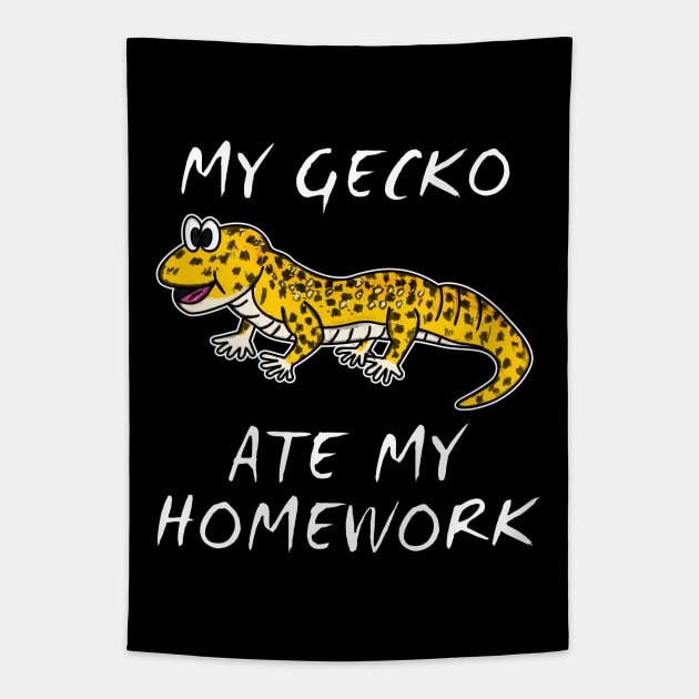 My Gecko Ate My Homework School Funny Pet Tapestry by doodlerob