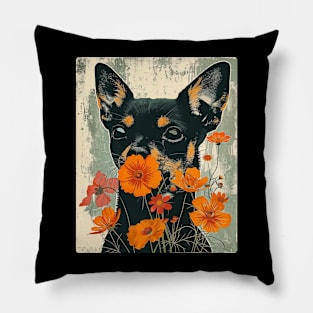 Chihuahua Flowers Photo Art Design For Dog Onwer Pillow