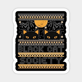 Black Cat Society Halloween Ugly Sweater Magnet