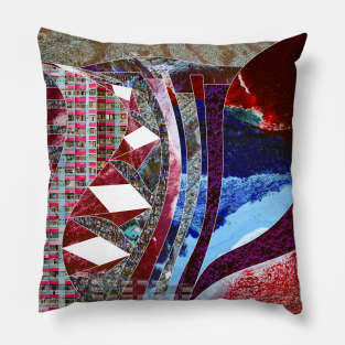 red city map in ecopop pattern landscape art Pillow