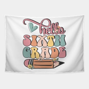 Hello 6th Grade Pencil Back to School Teacher Student Gift Tapestry