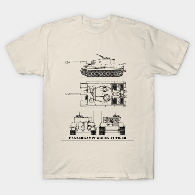 Panzerkampfwagen VI Tiger I Blueprint Fitted Scoop T-Shirt for Sale by The  War Effort